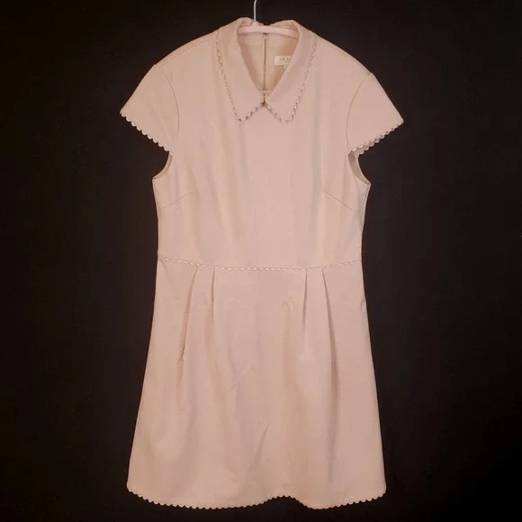 TED BAKER BLUSH CAP SLEEVE PETER PAN COLLAR STRETCH DRESS - Picture 9 of 9